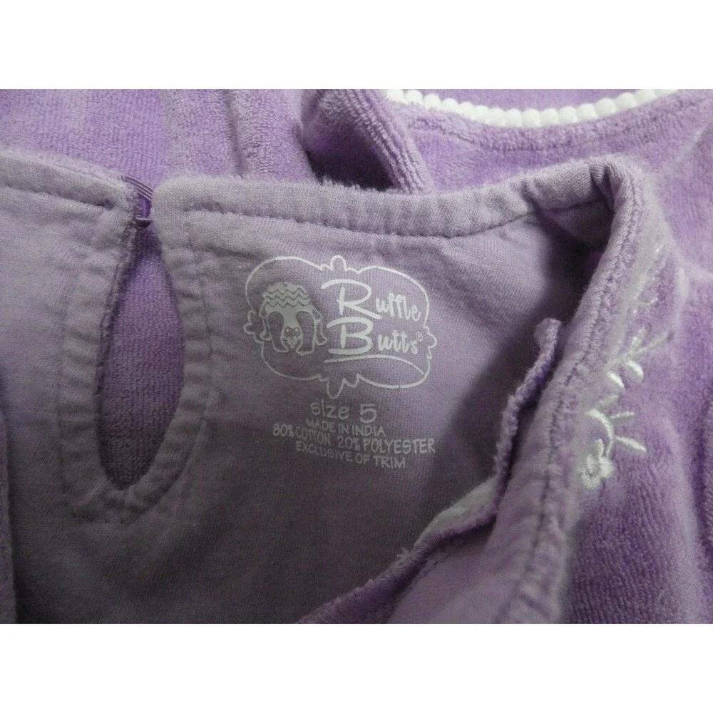 Ruffle Butts Girls 5 Purple Terry Cloth Cover Up Embroidered Pullover Dress